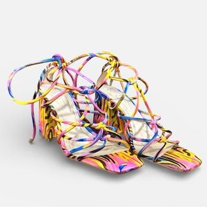 Jessica Simpson Ozias Colorful Block Chunky Sandals Women's Strappy Size 7.5 Y2K